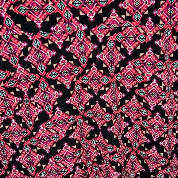 L LuLaRoe Black & Orange Pink Geometric Print Pencil Skirt Stretch Large - Picture 3 of 7